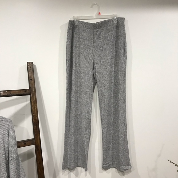 🎄🎁Plus Sz XXL Ribbed Dolman Sleeve Loungewear Set - Light Grey - Picture 10 of 12